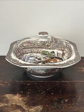 Vintage Lidded Serving Bowl “The Post House” by Wood & Sons of England